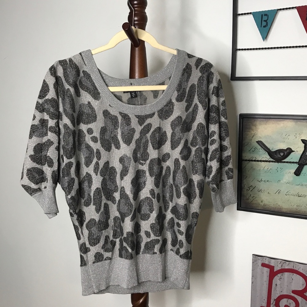 XOXO Gray Black Metallic Button Back sweater